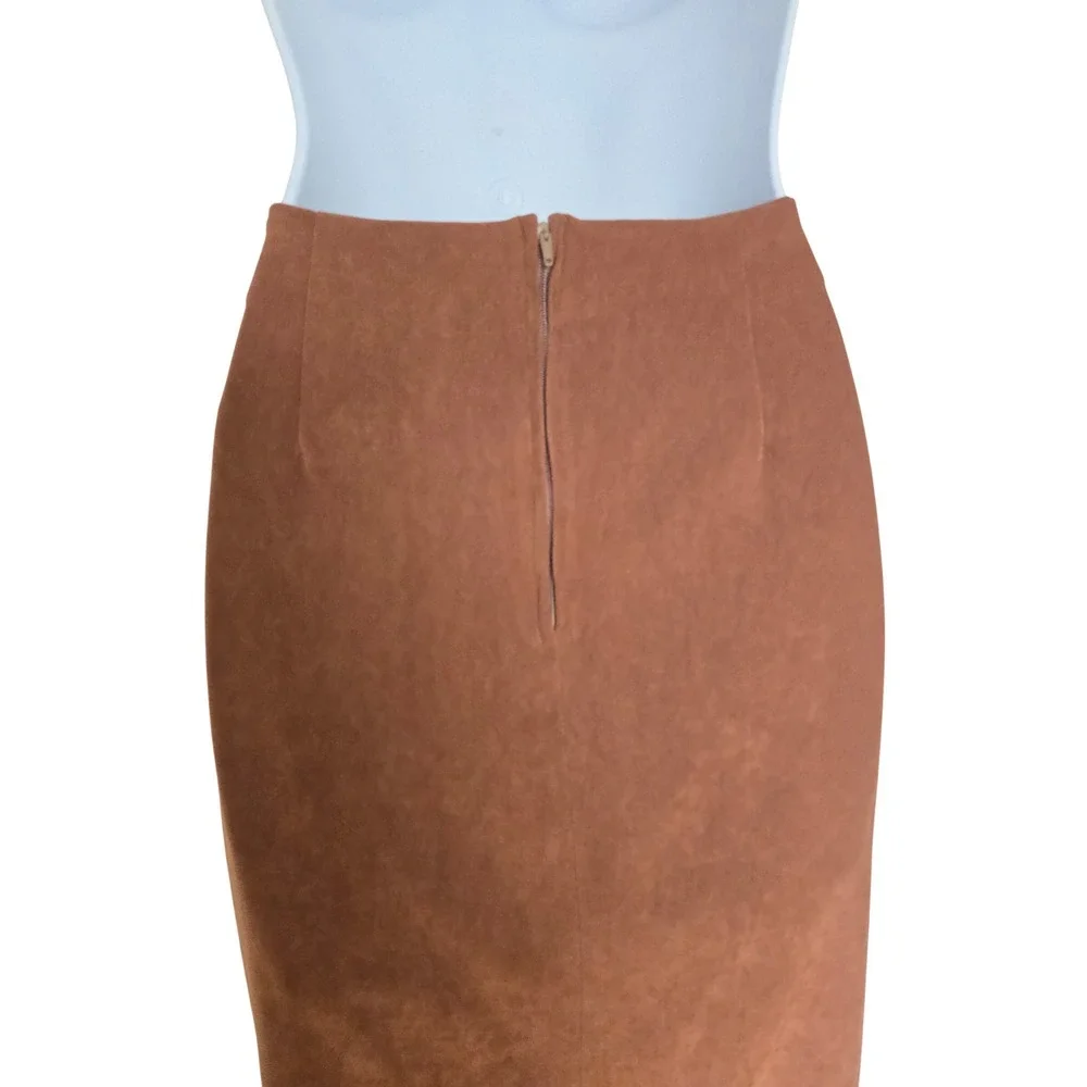Vintage Y2K Brown Column Maxi Skirt 6 Side Slit Minimalist Fallcore Office Siren
